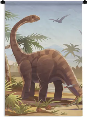 Produktbild von MuchoWow® Wandteppich Wandbehang Dinosaurier - Landschaft - Tropisch - Kinder - Jungen 90x135 cm Tapisserie Dekoration Wandtuch - Baumwolle - Wandskulptur