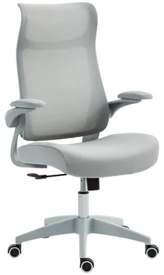 Immagine prodotto di HOMCOM Sedia da Ufficio Ergonomica con Braccioli Regolabili, Schienale a Rete e Poggiatesta, Grigio