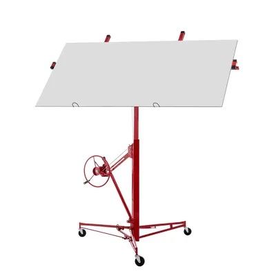 Produktbild von Plattenheber Trockenbau mit 3 Bremsrädern 60-Grad-Neigung Klappbar Arbeitshöhe 140-350cm Plattenlift Max. 68 kg für Trockenbaupletten und Decken