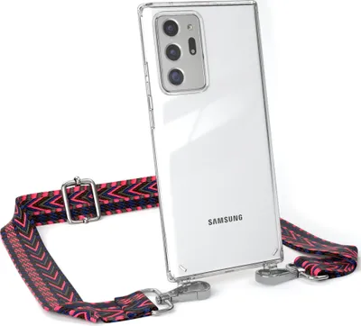 Produktbild von EAZY CASE Handykette - Verstellbarer Trageriemen kompatibel mit Samsung Galaxy Note 20 Ultra / Note 20 Ultra 5G, Handykordel mit transparenter Silikon-Hülle, Band in Rosa