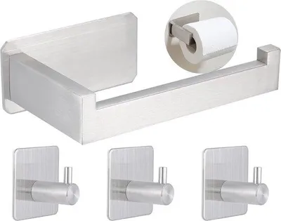 Produktbild von Edelstahl-Toilettenspülerhalter selbstklebend silber
