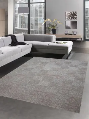Immagine prodotto di Tappeto per interni ed esterni in sisal balcone cucina terrazza soggiorno motivo a quadri grigio-beige dimensioni - 120x160 cm