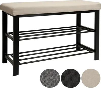 Immagine prodotto di Scarpiera con panca in metallo 81x32x46 cm Panca per scarpe Beige