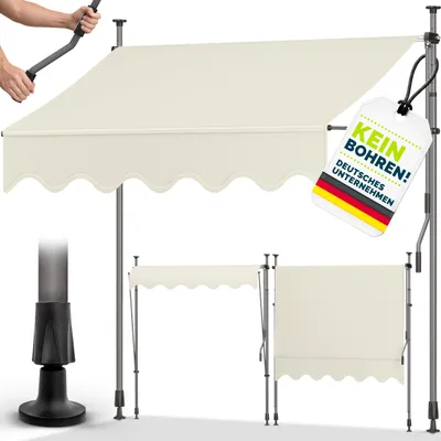 Immagine prodotto di tillvex tenda da sole per balcone braccio pieghevole tenda da sole a pinza tenda da sole per balcone senza foratura sabbia 250 cm