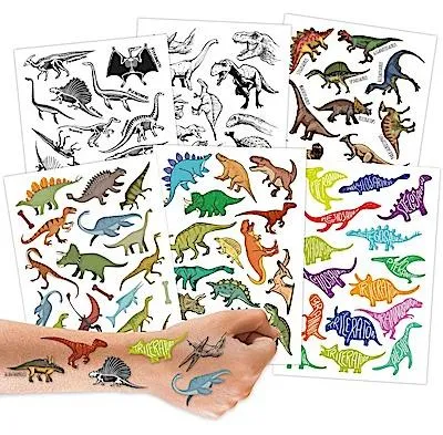 Produktbild von Kindertattoo-Set 09: Dinosaurier (100 Stück auf 6 Bögen)