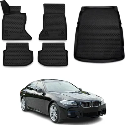 Image de Tapis & bac de coffre Set pour BMW Série 5 F10 2010-2017 Caoutchouc TPE Noir 5x