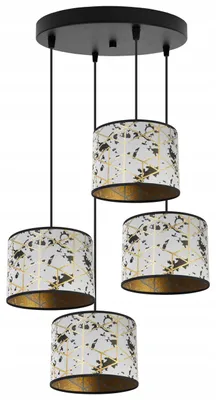 Produktbild von Kronleuchter Pendelleuchte mit goldenem Muster – Moderne Hängelampe mit Lampenschirm, Deckenlampe für Wohnzimmer und Esszimmer