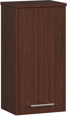 Zdjęcie produktu dla Szafka łazienkowa wisząca: jedne drzwiczki, dwie półki, kolor: wenge, wymiary mebla: szer. 30 cm, wys. 60 cm, gł. 22,5 cm.