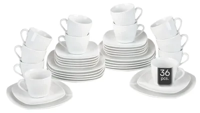Produktbild von Kaffeeservice - Weiß - für 12 Personen - Porzellan - 36tlg.