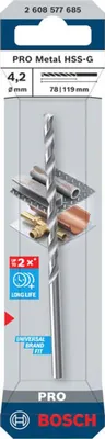 Image de Foret hélicoïdal Bosch PRO Metal HSS-G, 4,2 x 78 x 119 mm