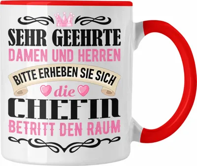 Produktbild von Trendation - Chefin Tasse Geschenk Von Team Beste Chefin Geschenkidee Lustiger Spruch (Rot)