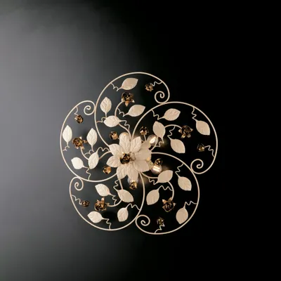 Zdjęcie produktu dla Lampa sufitowa Shabby Chic Piękna Kość Słoniowa Złota 5 Świateł E14