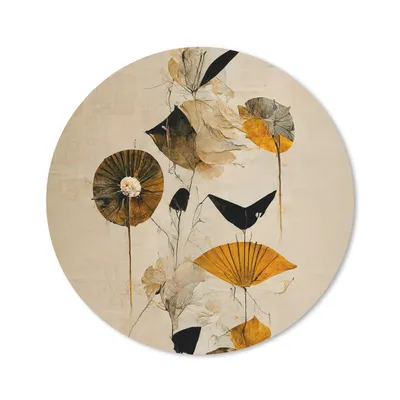 Produktbild von MuchoWow® Mauspad Mousepad Blumen - Vintage - Pflanzen - Gold 30x30 cm - Mousepads - Maus Mat - Pad - Mausunterlage - Tischunterlage - Schreibtischmatten