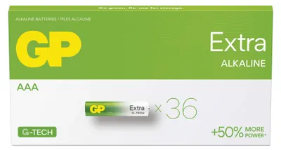 Alkalická baterie GP Extra AAA (LR03), 36 ks