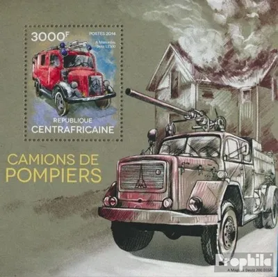 Produktbild von Briefmarken Zentralafrikanische Republik 2014 Mi Block 1177 (kompl. Ausgabe) postfrisch Feuerwehrauto