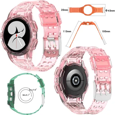 A collage of images showing different colored watch bands for a Samsung Galaxy Watch.