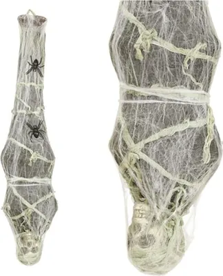 Image de Squelette Figure Suspendu Toile d'araignée Décoration Halloween Effet d'épouvante, Couleur : Gris