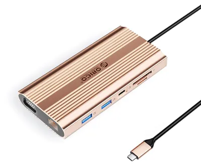 Immagine prodotto di Docking station Orico XDR 12-in-1 con USB-C, USB-A, HDMI 4K, VGA, RJ45, porta Gigabit PD da 100 W