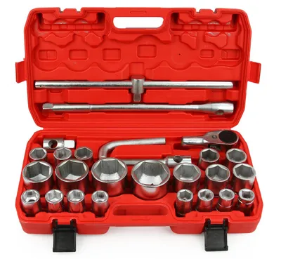 Immagine prodotto di MAR-POL Set di gole da 3/4" e 1" 26 pezzi 21-65 mm, 6 lati, M58254