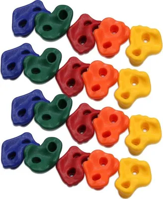 Produktbild von Klettergriffe für Kinder - 25 Stück - bis 200 kg belastbar - inkl. Befestigungsmaterial - Kletterwandhalter Set für Kinder außen