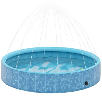 Produktbild von PawHut Hundepool Faltbar Planschbecken mit Brunnen- und Wasserpolsterdesign