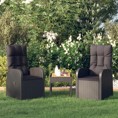 Produktbild von vidaXL Garten-Liegestühle 2 Stk. mit Auflagen Poly Rattan Schwarz