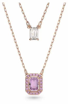 Produktbild von Swarovski Damen Millenia Halskette im Lagenlook Oktagon-Schliff, Violett, Roségold-Legierungsschicht 5640558