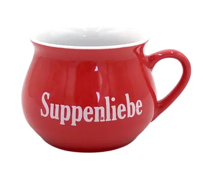 Produktbild von Keramik Suppentasse mit Spruch Tasse Suppenteller Schüsselset Suppentasse, Farbe:rot