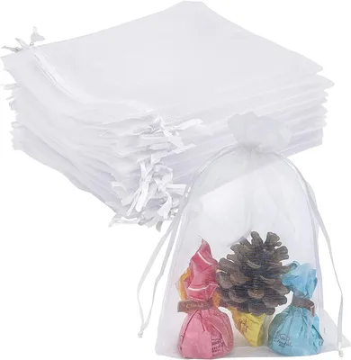 Organzazakjes 100 Stück 17x23 cm weiß Geschenktüten