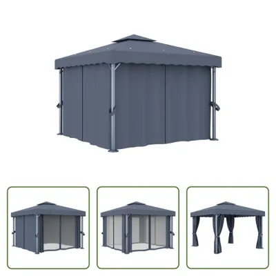 Immagine prodotto di Gazebo The Living Store con tenda 3x3 m in alluminio antracite