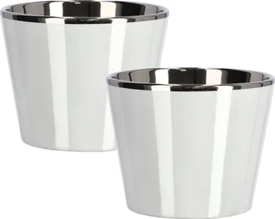 Immagine prodotto di KOTARBAU® Set di 2 piccoli vasi da fiori in Vetroceramica ⌀ 11 cm smaltati bianco lucido