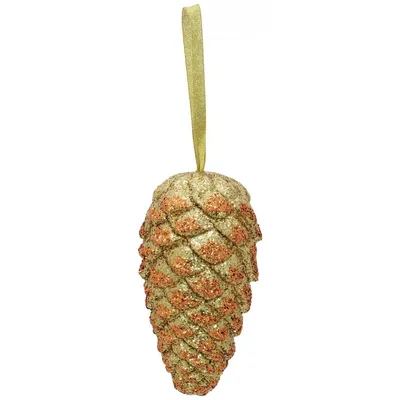 Zdjęcie produktu dla EUROPALMS zawieszka szyszka, brokat, złota, 18 cm (83500427)