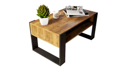 Produktbild von Couchtisch Eiche 90x50 Cm Retro Loft Wohnzimmertisch