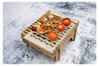 Produktbild von Einweggrill (1-5 Stück) Öko Einmalgrill für Camping, Strand und Park, 100% nachhaltig, 50% weniger CO2 durch Bambuskohle, nach 5 Minuten einsatzbereit und über 1 Stunde nutzbar