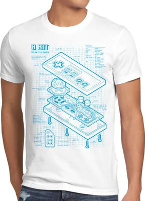 Produktbild von style3 8-Bit  Controller Blaupause Herren T-Shirt classic 8-Bit mario