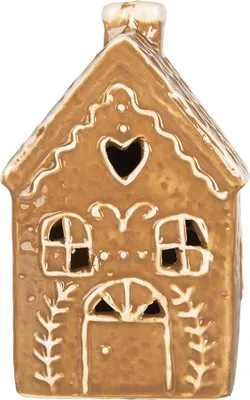 Produktbild von Clayre & Eef Lebkuchenhaus mit LED 7x6x12 cm Braun Keramik