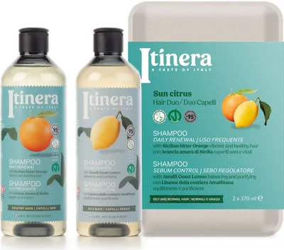 Produktbild von ITINERA Geschenkset: Shampoo mit sizilianischer Bitterorange + Shampoo mit Zitrone 2x370ml