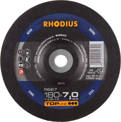 Image de Rhodius Meule RS 67 180x7,0x22,23mm Acier Topline - 205716