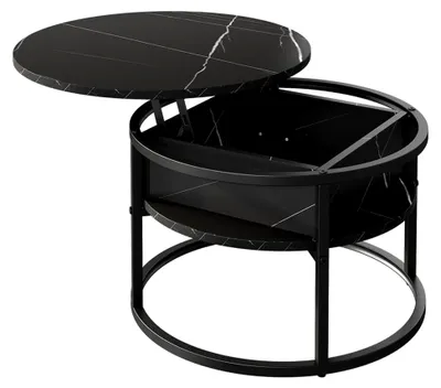 Produktbild von Couchtisch Marlo, Schwarz/Marmor-Weiß, 57 x 57 cm