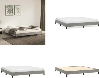 Produktbild von vidaXL Bettgestell Hellgrau 160x200 cm Samt - Bettgestell - Bettgestelle - Bettrahmen - Bett