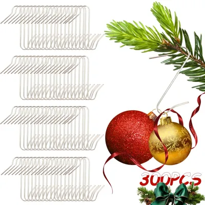 S-Haken für Weihnachtsdekorationen, 300 Stück, silber, 3,5 cm
