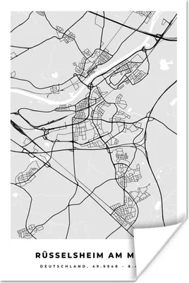 Produktbild von MuchoWow® Poster Deutschland - Rüsselsheim Am Main - Karte - Stadtplan - Wegbeschreibung 20x30 cm - Papierdruck