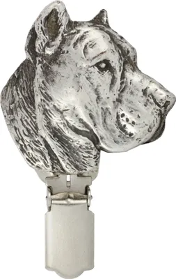 Image de Presa Canario - broche avec clip, porte-dossard, pin's argenté pour exposition canine de la marque Art-Dog