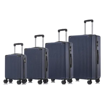 Produktbild von Suitcase Set, Rollkoffer Handgepäck, Kofferset, mit 4 Rollen 360°, Hartschalenreise Zahlenschloss, Weicher Gummigriff (4er Set, S,M,L&XL, Dunkelblau)