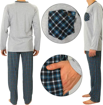 Produktbild von Sesto Senso Herren Schlafanzug Pyjama 100% Baumwolle Langarm + Pyjamahose Nachtanzug - 2188/04 Turkis - XXL