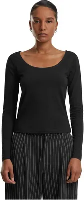 Produktbild von Urban Classics Langarmshirt Damen Ladies Wide Neck Longsleeve schwarz XS