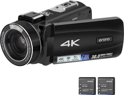 Produktbild von ORDRO HDR-Z88 4K-Digitalvideokamera, 30 MP, Camcorder, DV-Recorder, 3,0-Zoll-IPS-Touchpanel, 10-facher optischer Zoom, Autofokus, WiFi-Verbindung, Zeitlupe, Zeitrafferaufnahme, mit Tragetasche, Fernbedienung, Batterieladegeraet, 2 Stueck Batterien