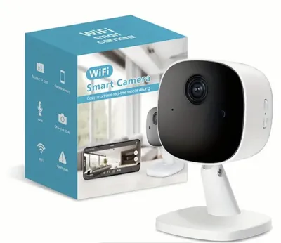 Image de Caméra de sécurité Wi-Fi intelligente, en noir et blanc, avec audio bidirectionnel