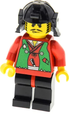 Produktbild von 1x Lego Minifigur Ninja Räuber Weste grün Samurai Helm schwarz 30175 cas053