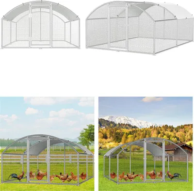 Obrázok produktu pre Izrielar ohrada pre voľný výbeh 3x4x2m s oblúkovou strechou - kovová ohrada pre kurčatá s výbehom 12 m², dverami a zámkom - ohrada pre kurčatá, malé zvieratá a rastliny